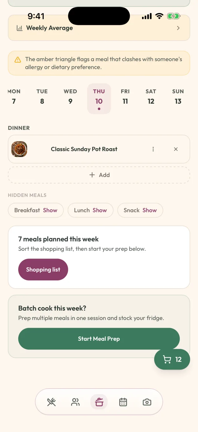 GetLadle meal planner week view